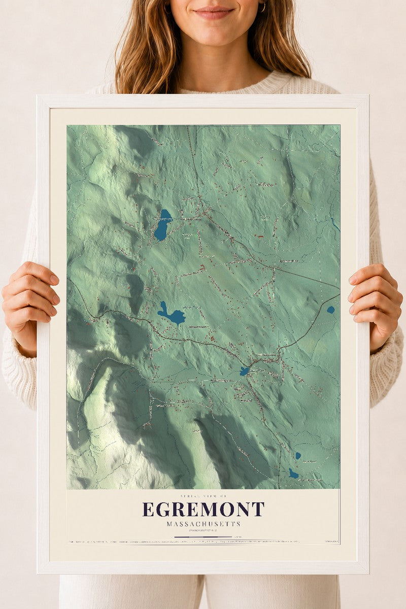 Egremont, Massachusetts map print - 18 x 24 white Ayous wood frame