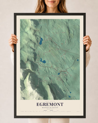 Egremont, Massachusetts map print - 24 x 36 black Ayous wood frame