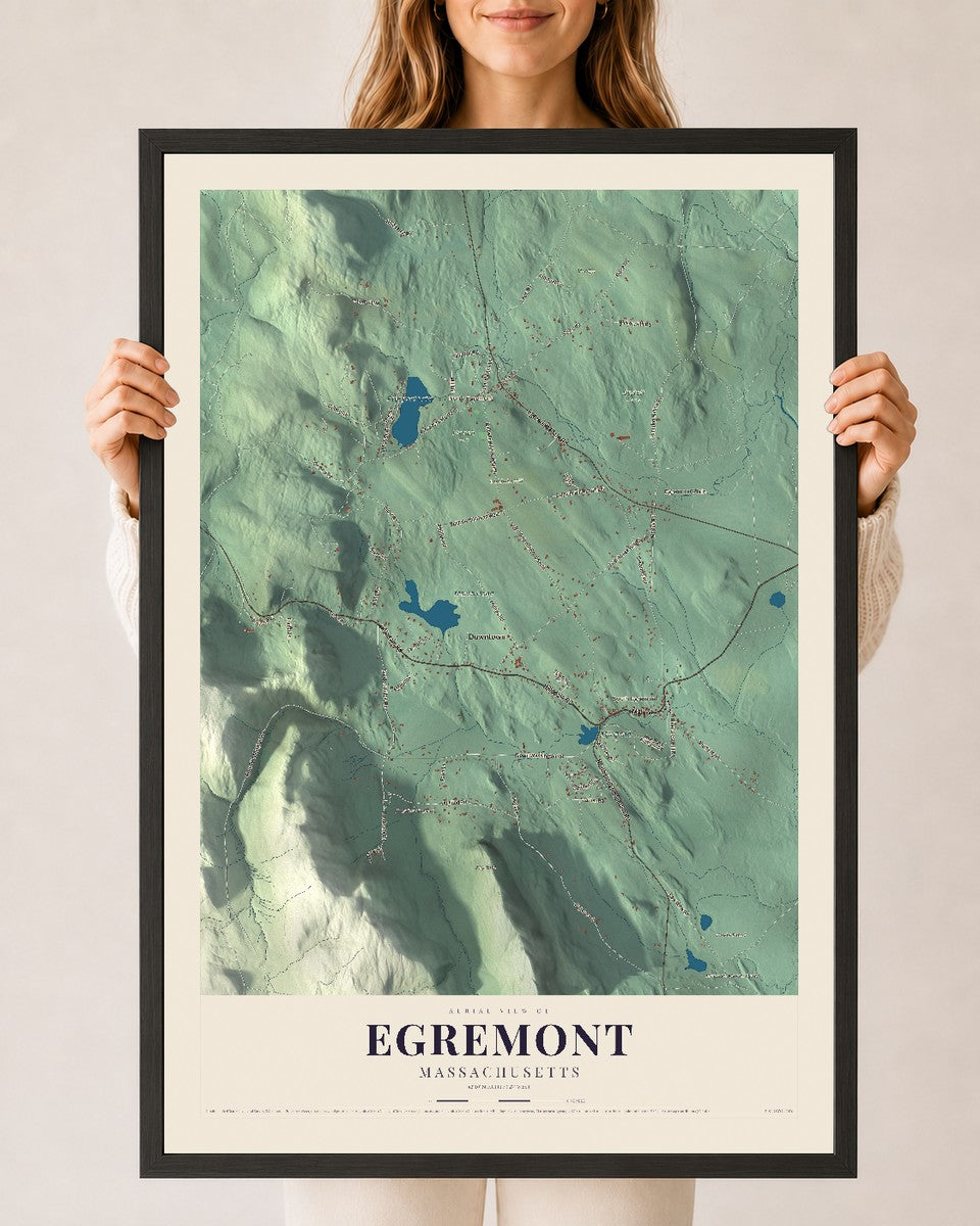 Egremont, Massachusetts map print - 24 x 36 black Ayous wood frame