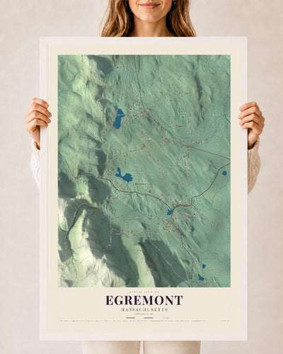 Egremont, Massachusetts map print - 24 x 36 white Ayous wood frame