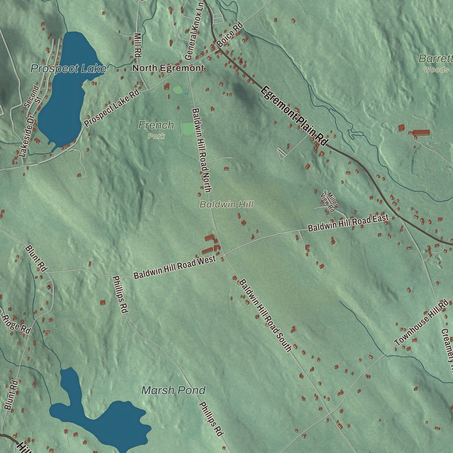 Terrain and local geography detail from the Egremont, Massachusetts map