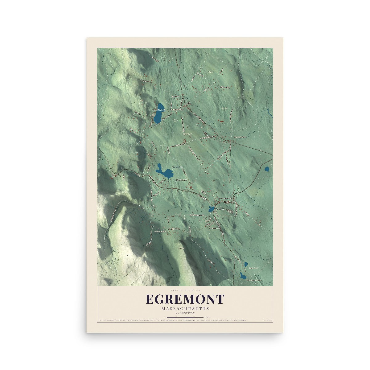 Map of Egremont, Massachusetts, 12 x 18 inch unframed archival matte print