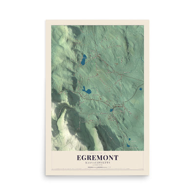 Map of Egremont, Massachusetts, 12 x 18 inch unframed archival matte print