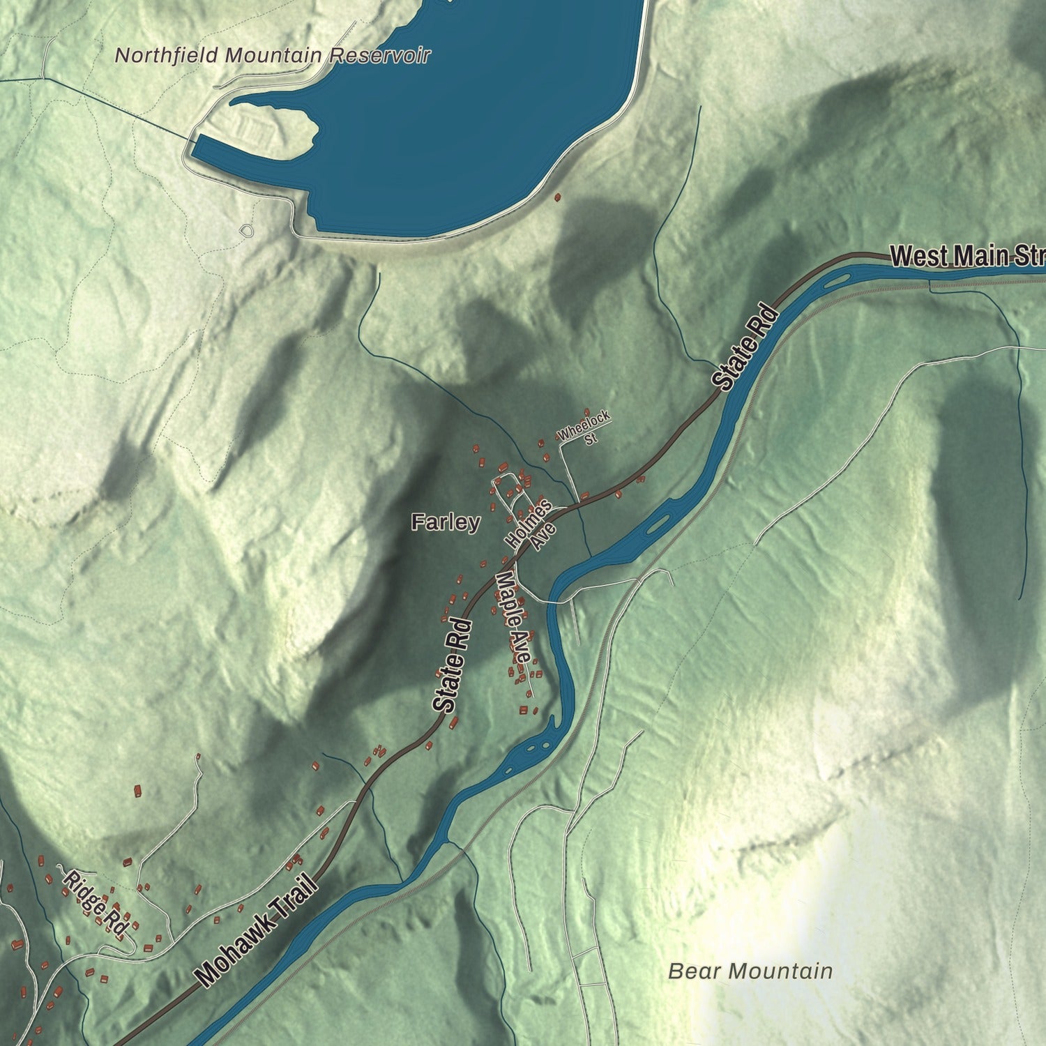Street and neighborhood detail from the Erving, Massachusetts map