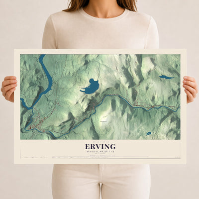 Erving, Massachusetts map print - 12 x 18 archival matte print
