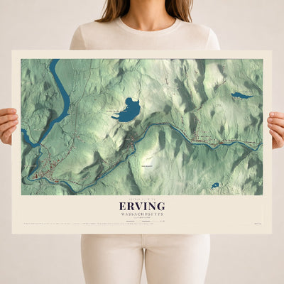 Erving, Massachusetts map print - 18 x 24 archival matte print