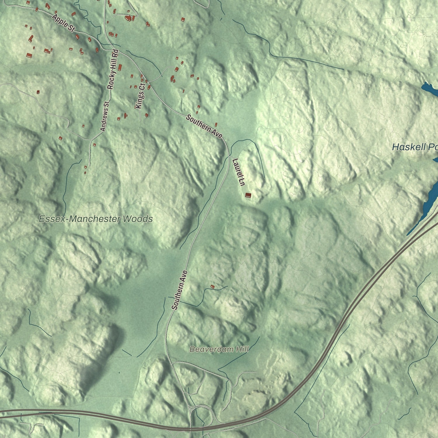 Terrain and local geography detail from the Essex, Massachusetts map