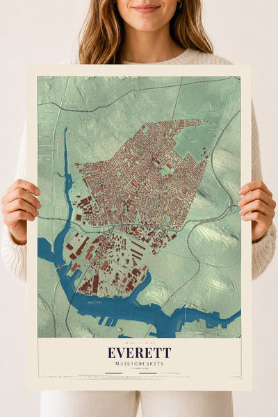 Everett, Massachusetts map print - 18 x 24 archival matte print
