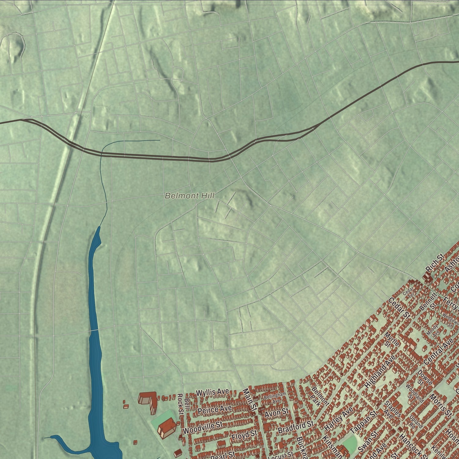 Terrain and local geography detail from the Everett, Massachusetts map