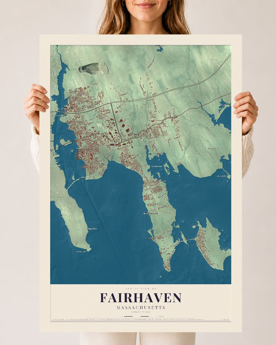Fairhaven, Massachusetts map print - 24 x 36 archival matte print
