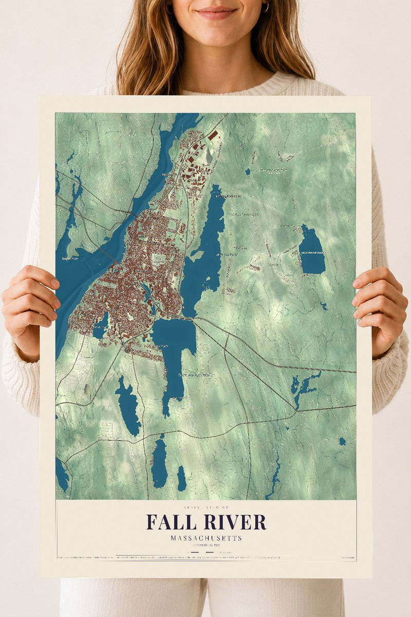 Fall River, Massachusetts map print - 18 x 24 archival matte print