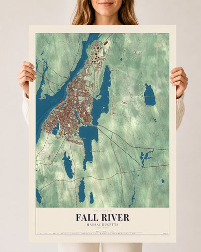 Fall River, Massachusetts map print - 24 x 36 archival matte print