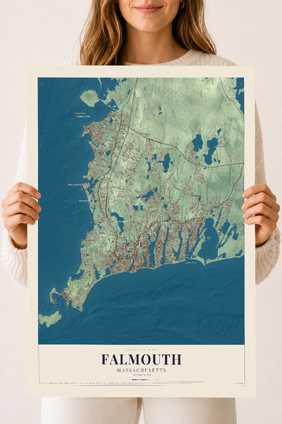 Falmouth, Massachusetts map print - 18 x 24 archival matte print