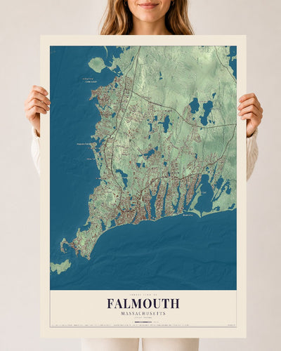 Falmouth, Massachusetts map print - 24 x 36 archival matte print