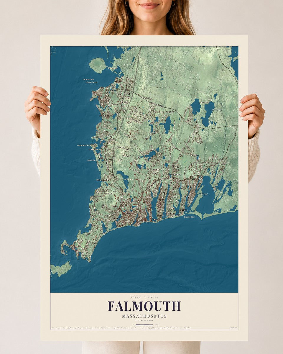Falmouth, Massachusetts map print - 24 x 36 archival matte print