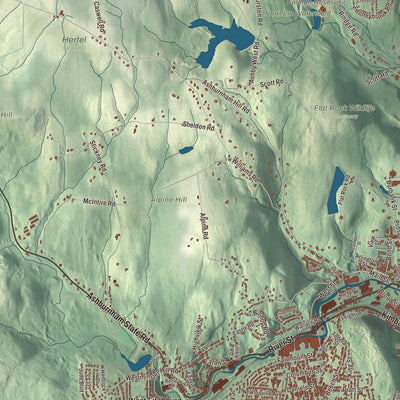 Terrain and local geography detail from the Fitchburg, Massachusetts map