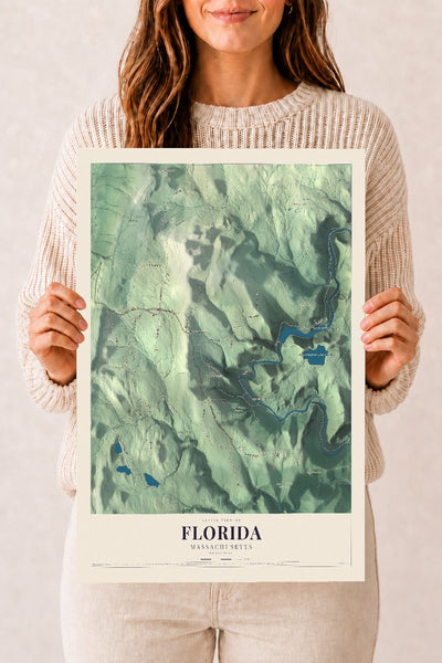 Florida, Massachusetts map print - 12 x 18 archival matte print
