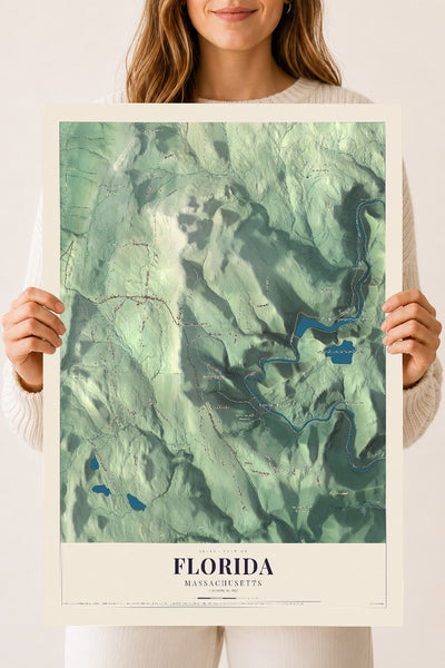 Florida, Massachusetts map print - 18 x 24 archival matte print