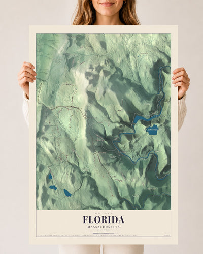 Florida, Massachusetts map print - 24 x 36 archival matte print