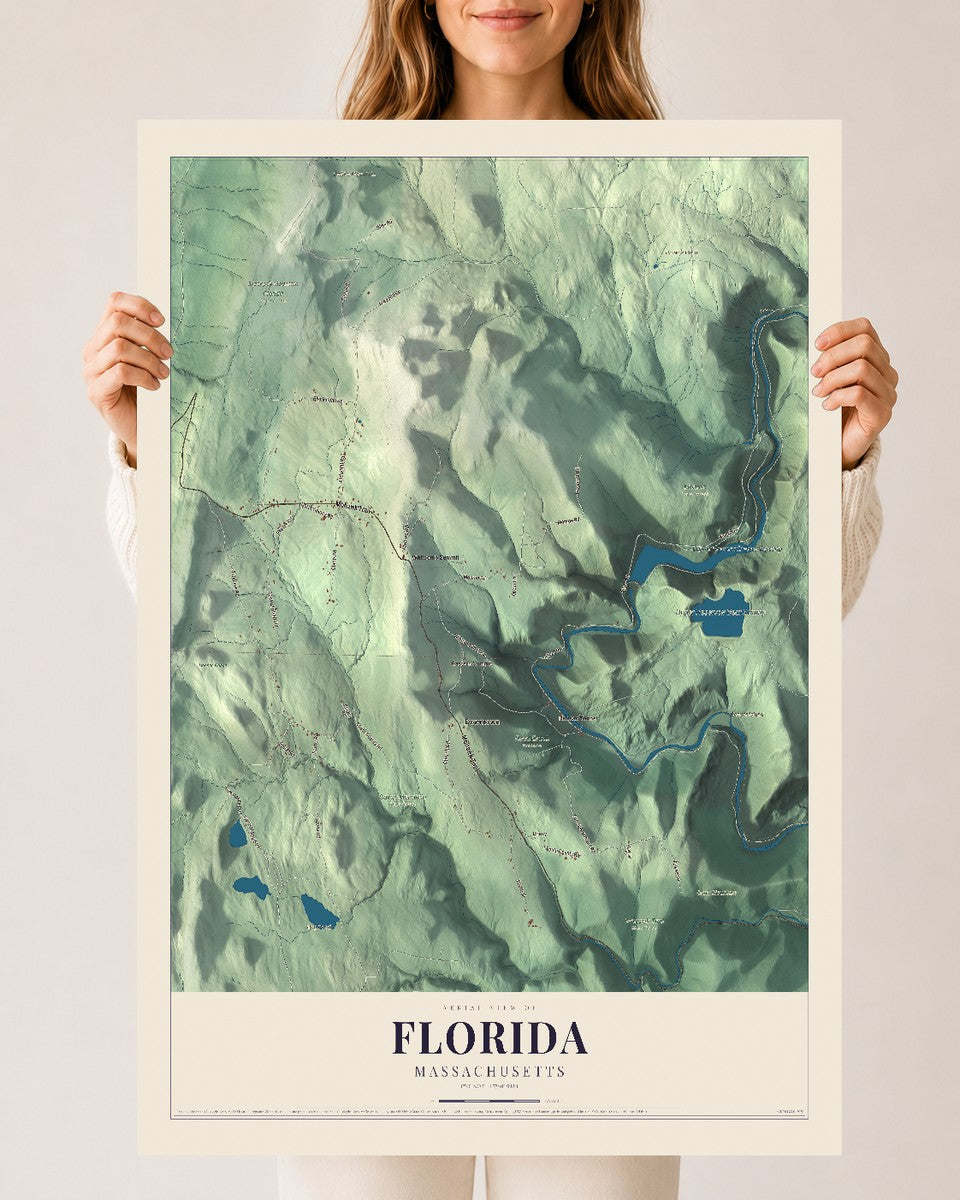 Florida, Massachusetts map print - 24 x 36 archival matte print