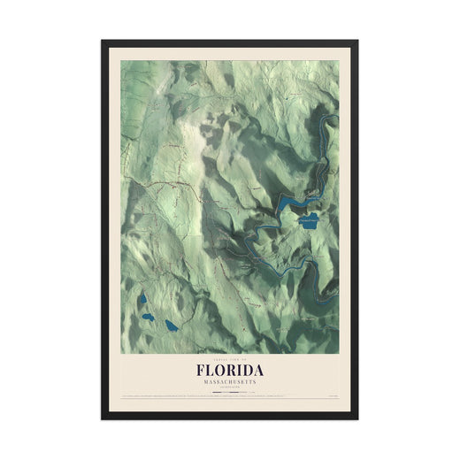 Map of Florida, Massachusetts, 12 x 18 inch print in a black wood frame