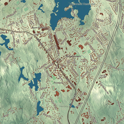 Street and neighborhood detail from the Foxborough, Massachusetts map