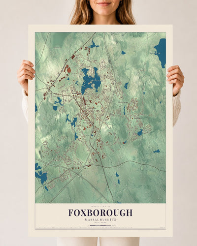 Foxborough, Massachusetts map print - 24 x 36 archival matte print