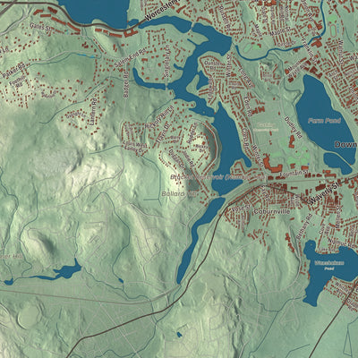 Terrain and local geography detail from the Framingham, Massachusetts map