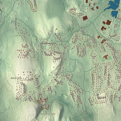 Terrain and local geography detail from the Franklin, Massachusetts map