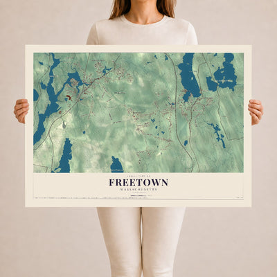 Freetown, Massachusetts map print - 24 x 36 archival matte print