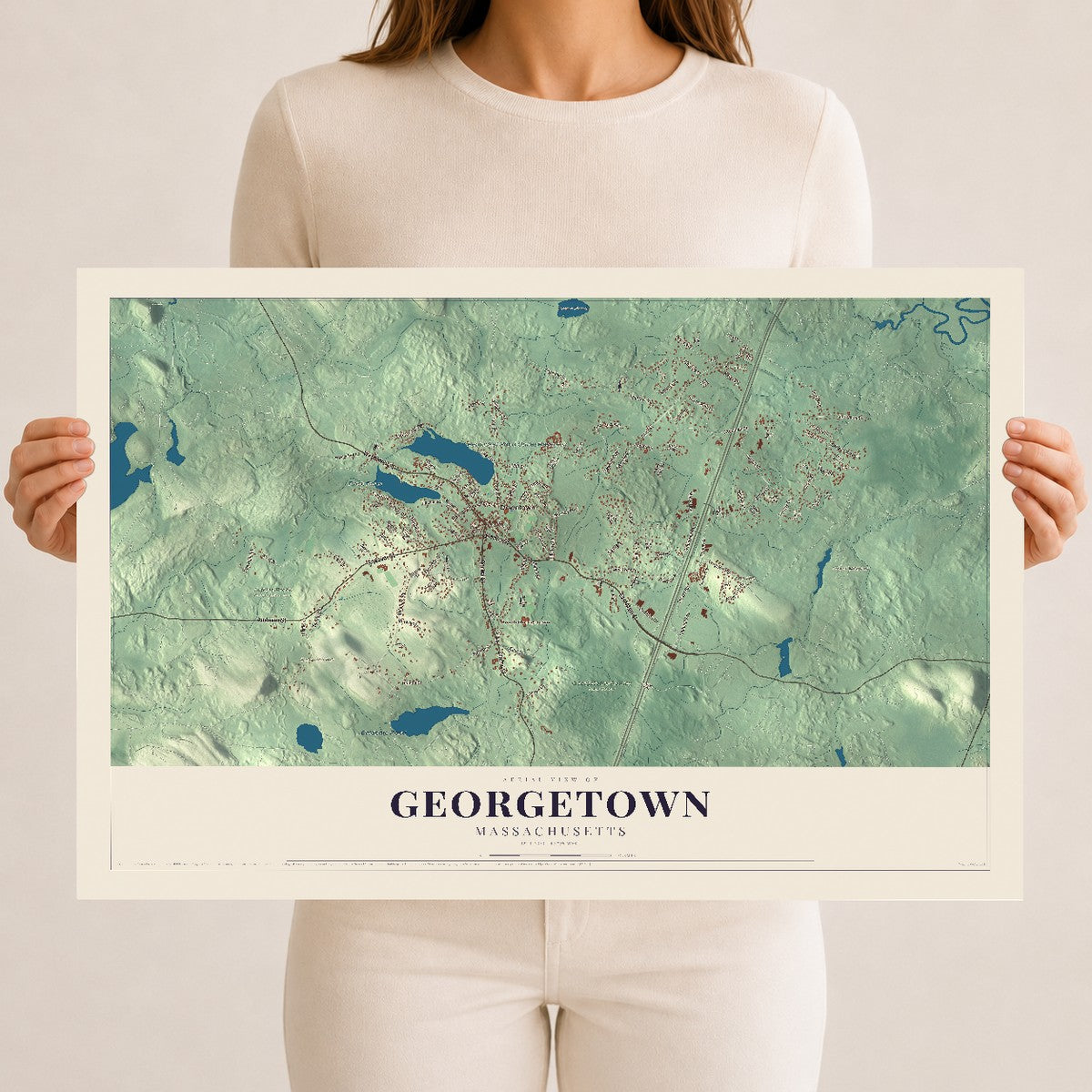 Georgetown, Massachusetts map print - 12 x 18 archival matte print