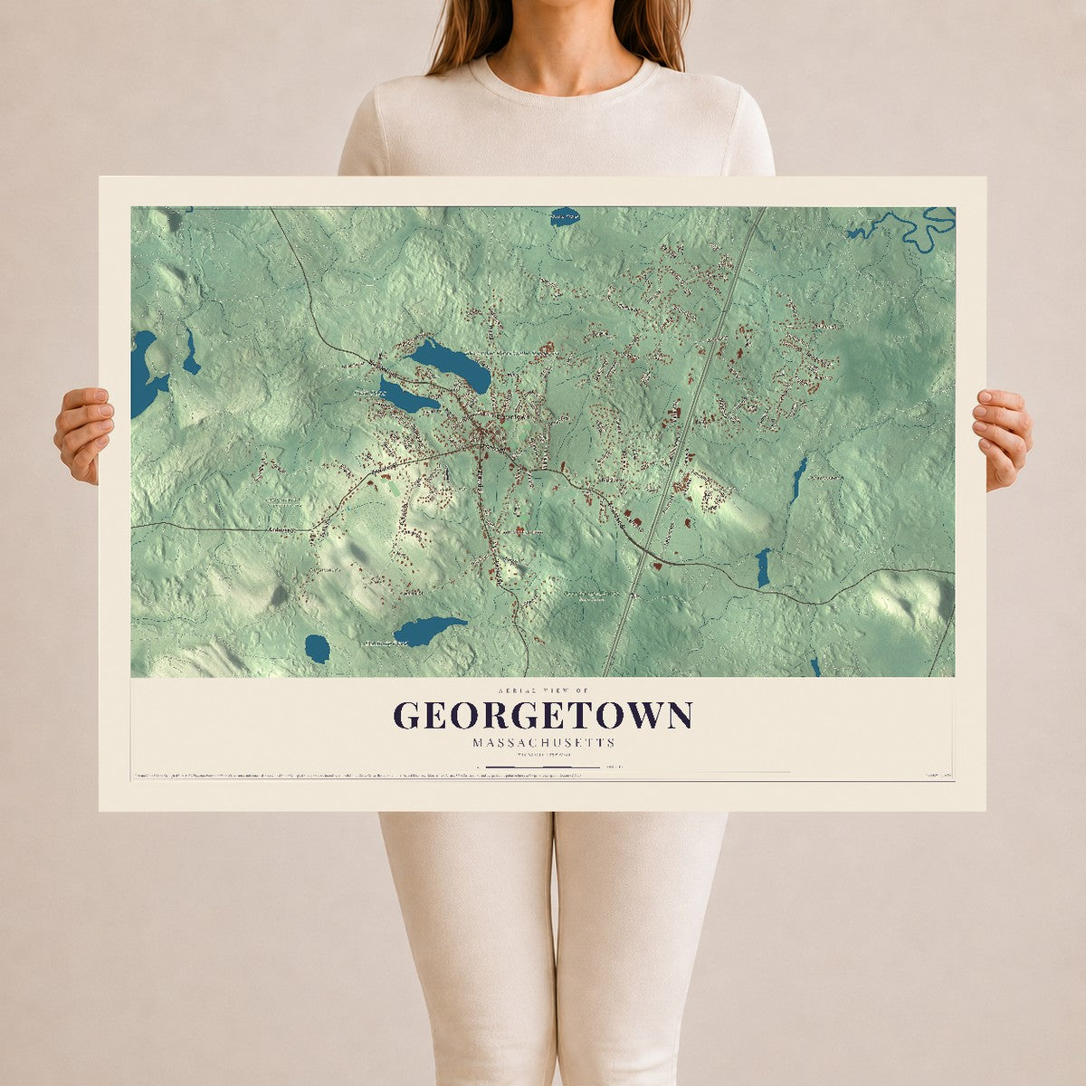 Georgetown, Massachusetts map print - 24 x 36 archival matte print