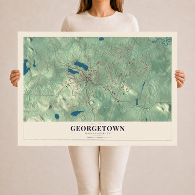 Georgetown, Massachusetts map print - 24 x 36 archival matte print
