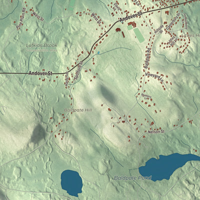 Terrain and local geography detail from the Georgetown, Massachusetts map