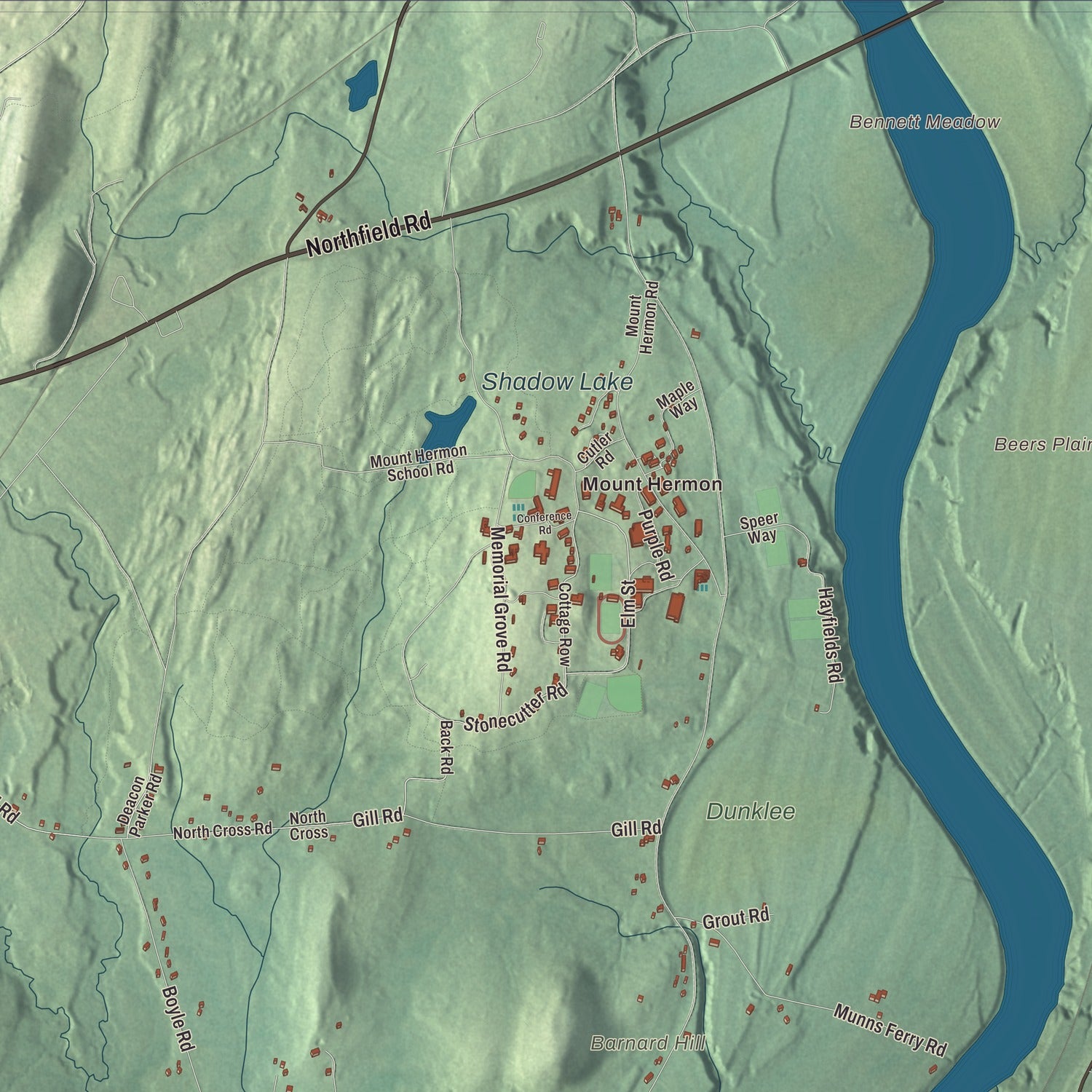 Street and neighborhood detail from the Gill, Massachusetts map