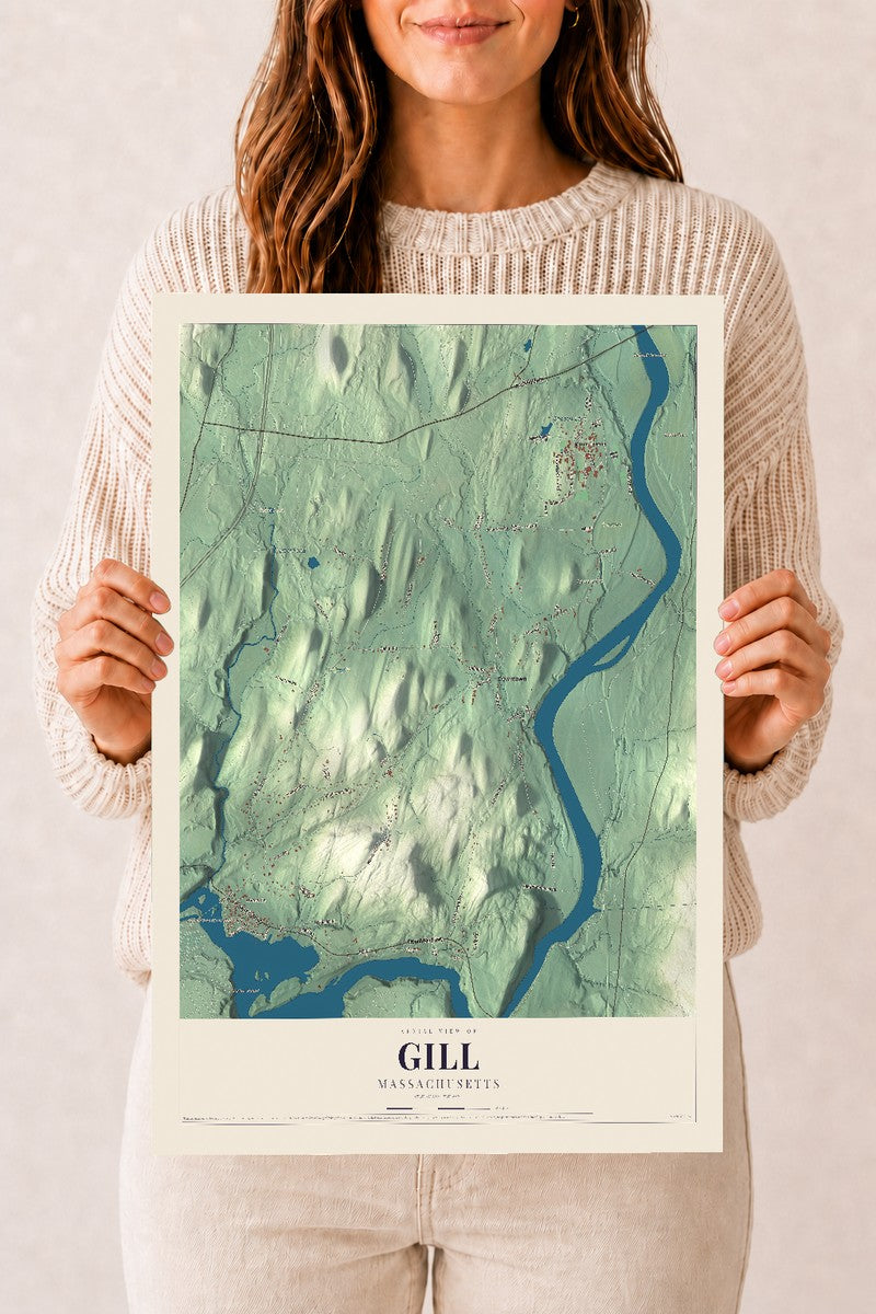 Gill, Massachusetts map print - 12 x 18 archival matte print