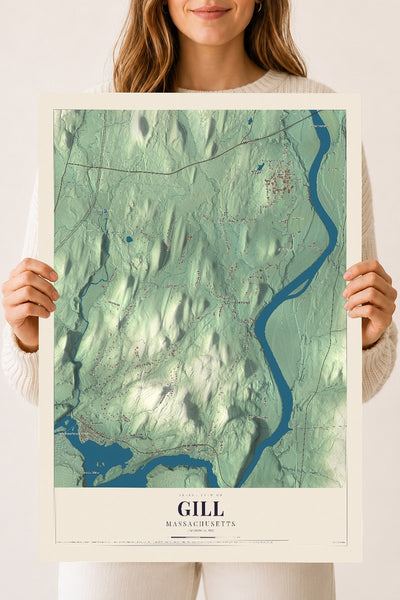 Gill, Massachusetts map print - 18 x 24 archival matte print