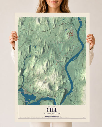 Gill, Massachusetts map print - 24 x 36 archival matte print