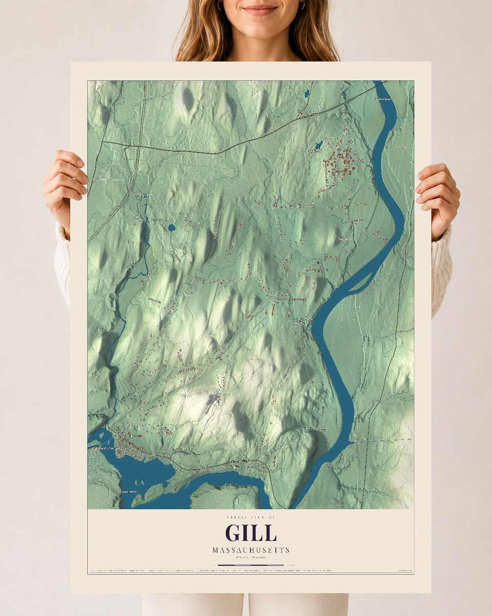 Gill, Massachusetts map print - 24 x 36 archival matte print