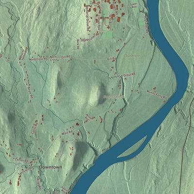 Terrain and local geography detail from the Gill, Massachusetts map
