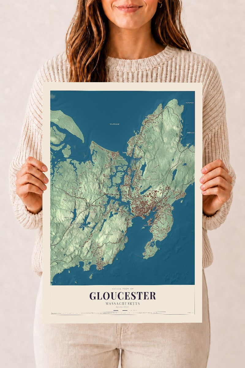 Gloucester, Massachusetts map print - 12 x 18 archival matte print