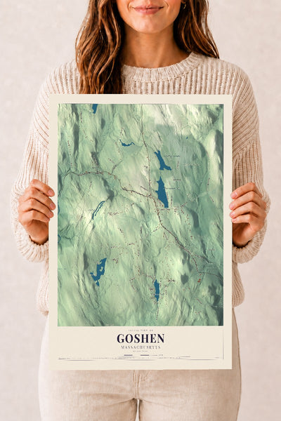 Goshen, Massachusetts map print - 12 x 18 archival matte print