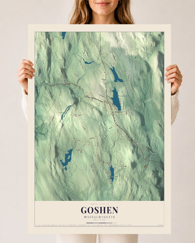 Goshen, Massachusetts map print - 24 x 36 archival matte print