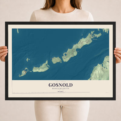 Gosnold, Massachusetts map print - 18 x 24 black Ayous wood frame