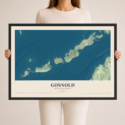 Gosnold, Massachusetts map print - 24 x 36 black Ayous wood frame