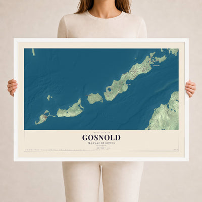 Gosnold, Massachusetts map print - 24 x 36 white Ayous wood frame