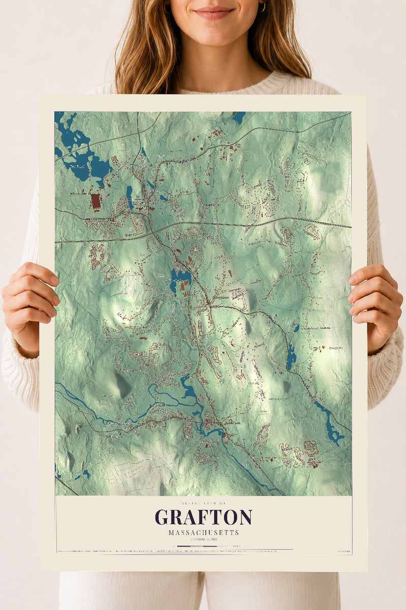 Grafton, Massachusetts map print - 18 x 24 archival matte print