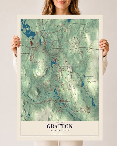 Grafton, Massachusetts map print - 24 x 36 archival matte print