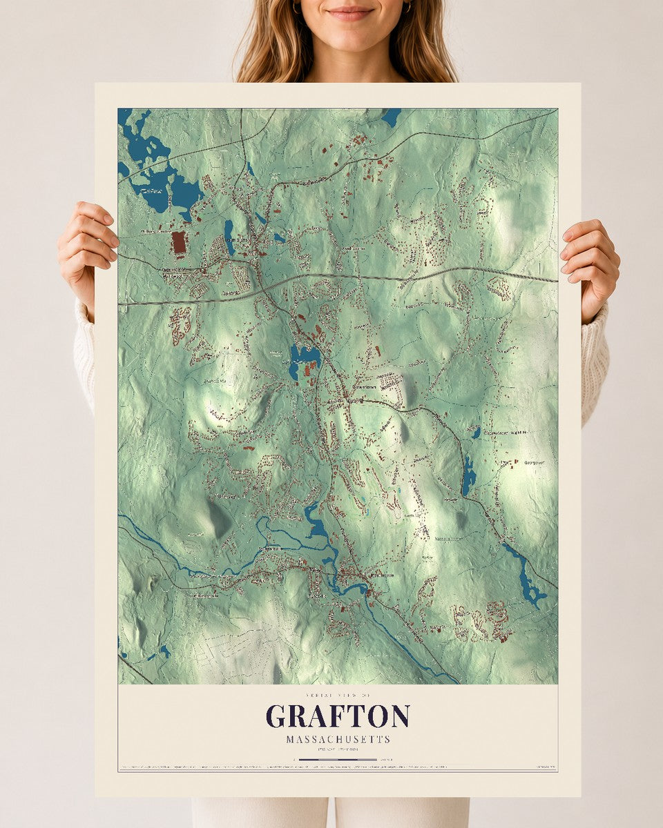 Grafton, Massachusetts map print - 24 x 36 archival matte print