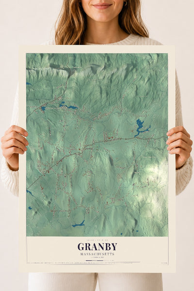 Granby, Massachusetts map print - 18 x 24 archival matte print